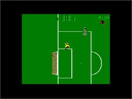 In game image of Manchester United Europe on the Amstrad CPC.