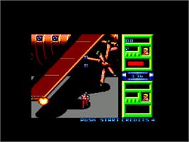 In game image of Mercs on the Amstrad CPC.