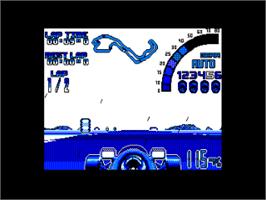 In game image of Nigel Mansell's World Championship on the Amstrad CPC.
