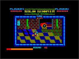 In game image of Ninja Scooter Simulator on the Amstrad CPC.