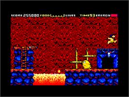 In game image of Prehistorik on the Amstrad CPC.