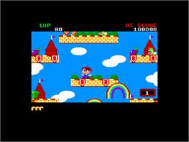 In game image of Rainbow Islands: The Story of Bubble Bobble 2 on the Amstrad CPC.