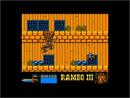 In game image of Rambo III on the Amstrad CPC.