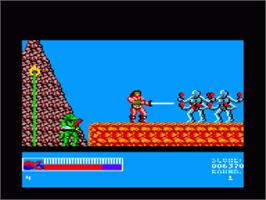 In game image of Rastan Saga on the Amstrad CPC.