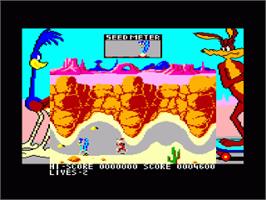 In game image of Road Raider on the Amstrad CPC.