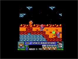 In game image of Ruff and Reddy in the Space Adventure on the Amstrad CPC.