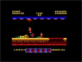 In game image of Rygar on the Amstrad CPC.