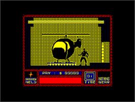 In game image of Saboteur on the Amstrad CPC.