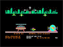 In game image of Space Station Oblivion on the Amstrad CPC.