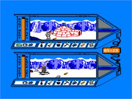 In game image of Spy vs. Spy III: Arctic Antics on the Amstrad CPC.