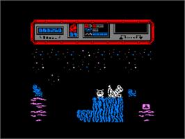 In game image of Star Quake on the Amstrad CPC.
