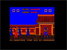 In game image of Street Fighter on the Amstrad CPC.