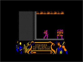 In game image of Strider on the Amstrad CPC.