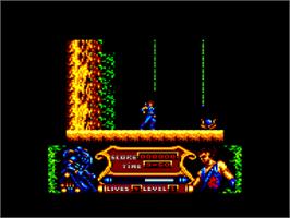 In game image of Strider 2 on the Amstrad CPC.