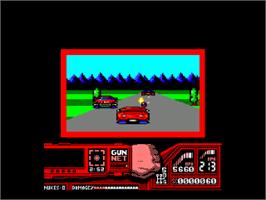 In game image of Techno Cop on the Amstrad CPC.