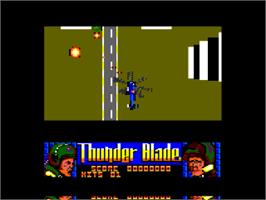 In game image of Thunder Blade on the Amstrad CPC.