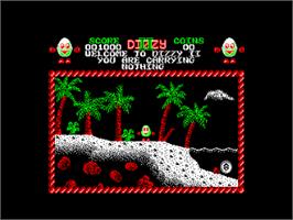 In game image of Treasure Island Dizzy on the Amstrad CPC.