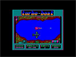 In game image of Turbo Boat Simulator on the Amstrad CPC.