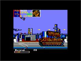 In game image of U.N. Squadron on the Amstrad CPC.