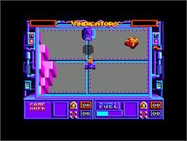 In game image of Vindicators on the Amstrad CPC.