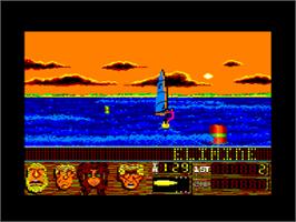 In game image of Windsurf Willy on the Amstrad CPC.