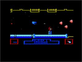 In game image of Zynaps on the Amstrad CPC.