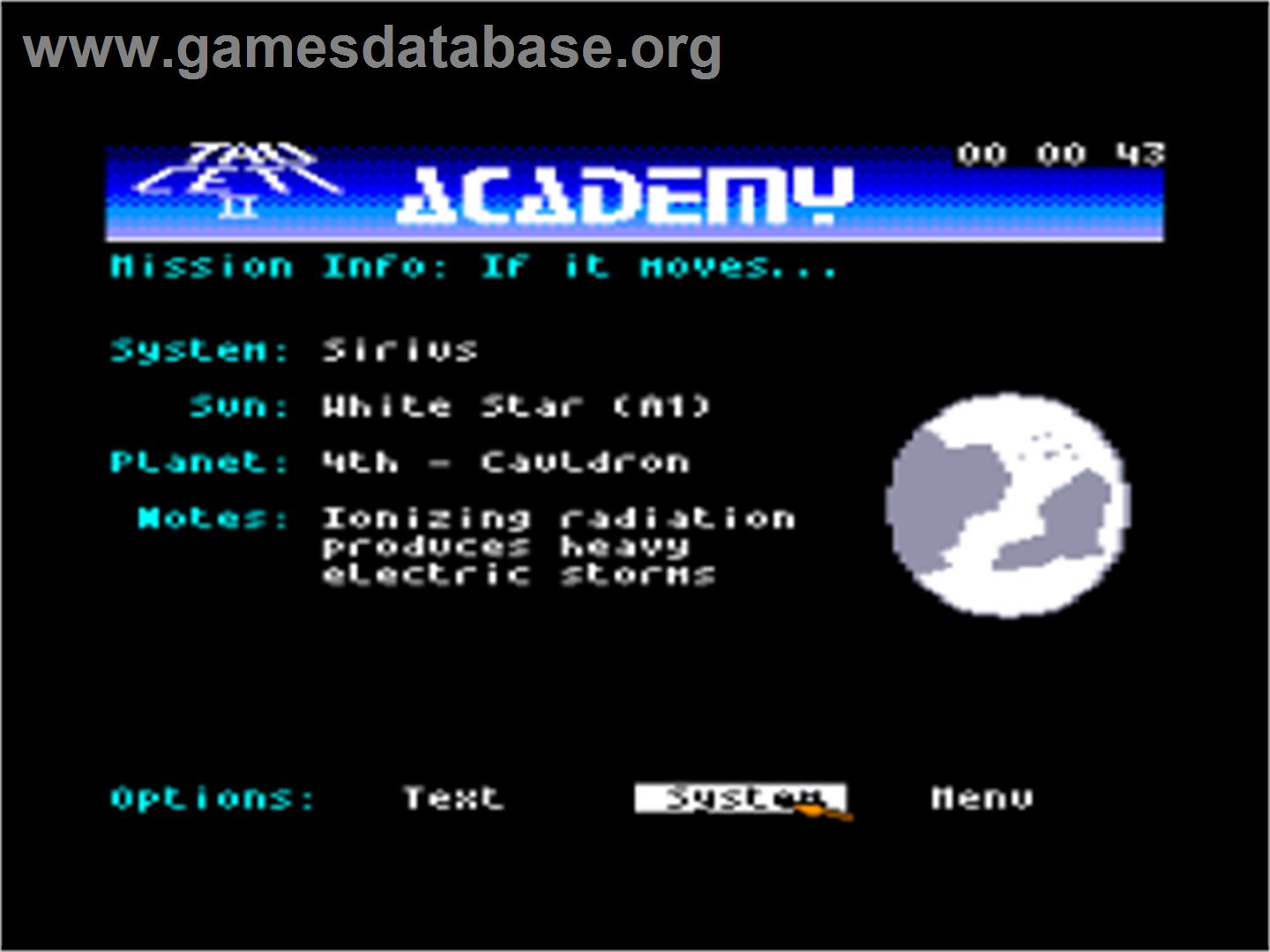 Academy: Tau Ceti 2 - Amstrad CPC - Artwork - In Game