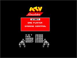 Title screen of ATV Simulator on the Amstrad CPC.
