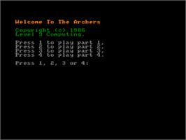 Title screen of Archers on the Amstrad CPC.