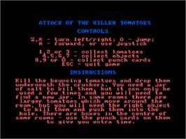 Title screen of Attack of the Killer Tomatoes on the Amstrad CPC.
