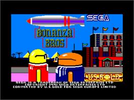 Title screen of Bonanza Bros. on the Amstrad CPC.