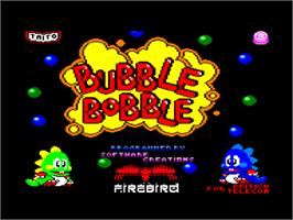 Title screen of Bubble Bobble on the Amstrad CPC.