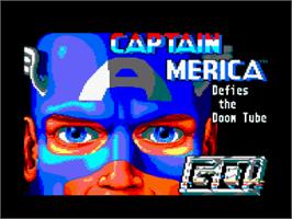 Title screen of Captain America Defies the Doom Tube on the Amstrad CPC.
