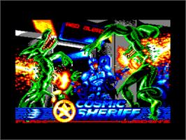 Title screen of Cosmic Sheriff on the Amstrad CPC.