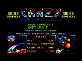 Title screen of Crazy Cars on the Amstrad CPC.