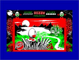 Title screen of Dizzy: The Ultimate Cartoon Adventure on the Amstrad CPC.