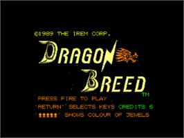 Title screen of Dragon Breed on the Amstrad CPC.