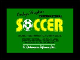 Title screen of Emlyn Hughes International Soccer on the Amstrad CPC.