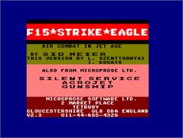 Title screen of F-15 Strike Eagle on the Amstrad CPC.