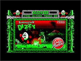 Title screen of Fantasy World Dizzy on the Amstrad CPC.