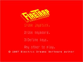 Title screen of Fire Trap on the Amstrad CPC.