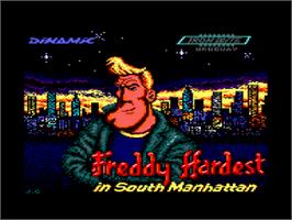 Title screen of Freddy Hardest in South Manhattan on the Amstrad CPC.