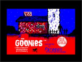 Title screen of Goonies, The on the Amstrad CPC.