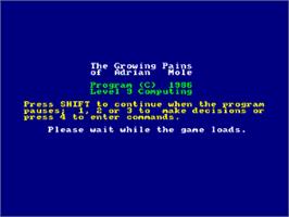 Title screen of Growing Pains of Adrian Mole on the Amstrad CPC.