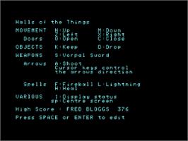 Title screen of Halls of the Things on the Amstrad CPC.
