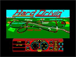 Title screen of Hard Drivin' on the Amstrad CPC.
