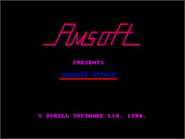 Title screen of Harrier Attack on the Amstrad CPC.