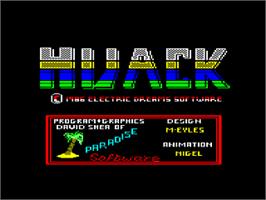 Title screen of Hijack on the Amstrad CPC.
