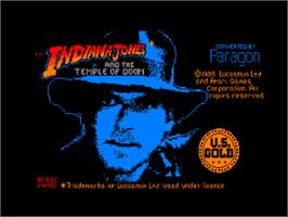 Title screen of Indiana Jones and the Temple of Doom on the Amstrad CPC.