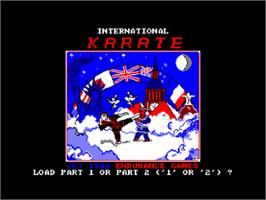 Title screen of International Karate on the Amstrad CPC.